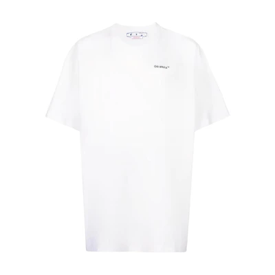 OFF-WHITE Arrow Print Crewneck Short Sleeve T-Shirt White Fashion Tee OMAA038C99JER0050110