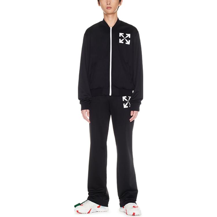 Lookbook オフホワイト アロープリント 長袖 スリムフィット ジムシャツ ブラック OMBD037C99FAB0021001