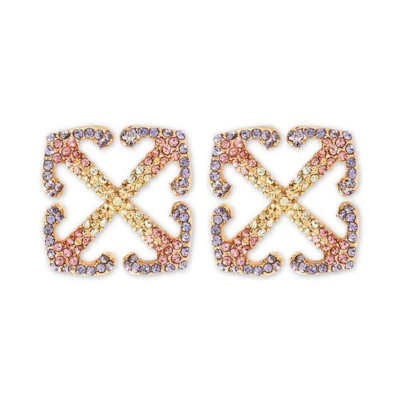 Off-White Arrows-Shape Crystal-Embellished Earrings Gold/Multicolor
