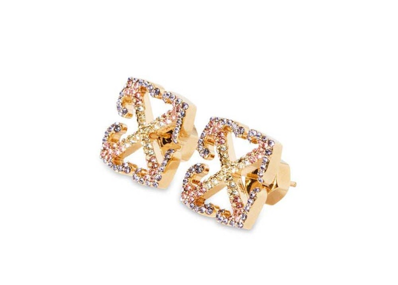 Off-White Arrows-Shape Crystal-Embellished Earrings Gold/Multicolor 圖 2