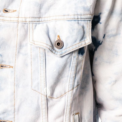 Off-White Arrows Denim Jacket Extreme Bleach Lookbook Off-White Arrows Denim Jacket Extreme Bleach