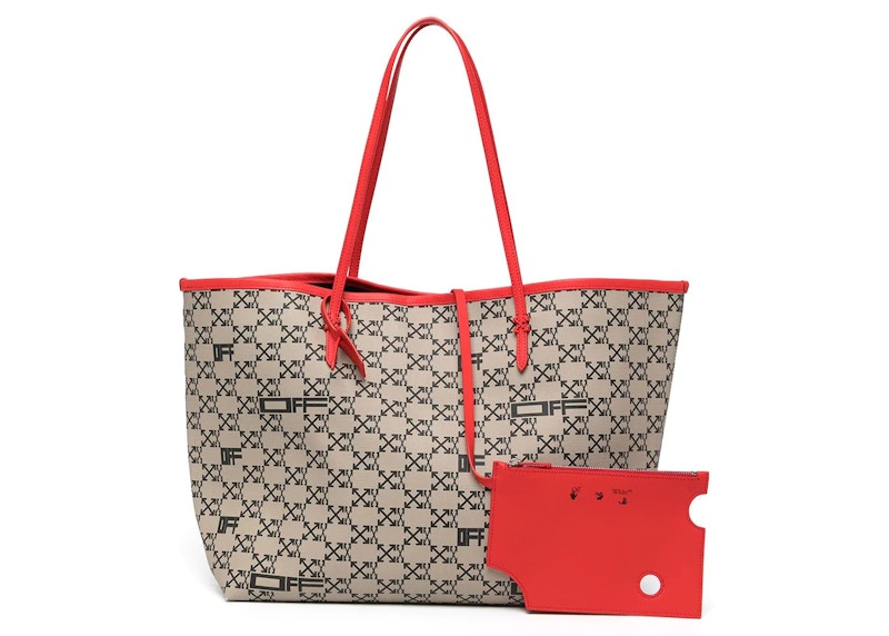 Order OFF-WHITE 箭頭標誌印花托特包（灰褐色/紅色）