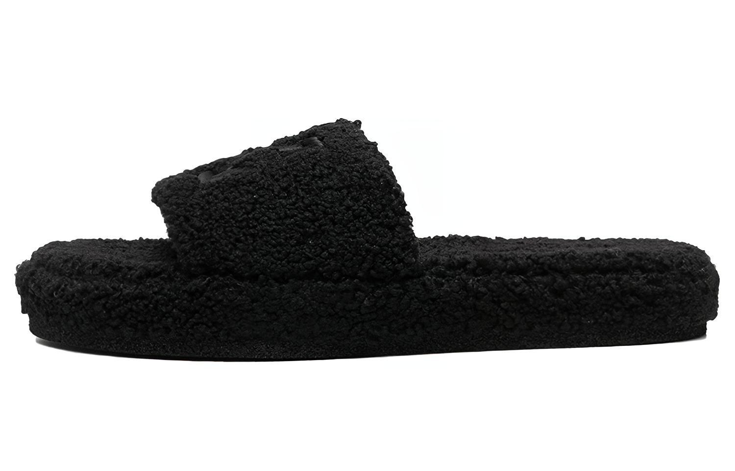Off-White Arrows Shearling Sliders 'Black' OMIC001F22FAB001-1010