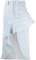 Off-White Asymmetric All Over Draped Skirt Blue/White Off-White Asymmetric All Over Draped Skirt Blue/White