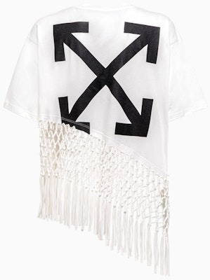 Off-White Asymmetric Arrows Fringe T-shirt White/Black Order Off-White Asymmetric Arrows Fringe T-shirt White/Black