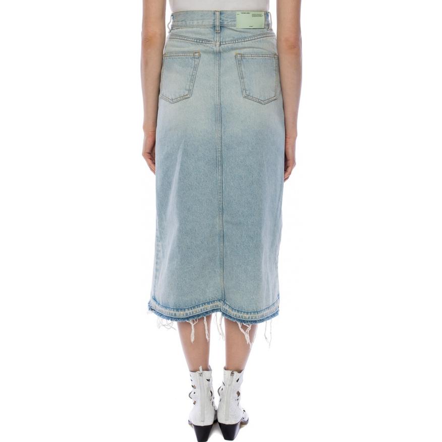 Purchase 오프화이트 비대칭 데님 스커트 클래식 핏 블루 OWYF001R197740618601