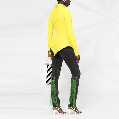 Off-White Asymmetric Knit Top 'Yellow' Lookbook Off-White Asymmetric Knit Top 'Yellow'