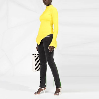Off-White Asymmetric Knit Top 'Yellow' Shop Off-White Asymmetric Knit Top 'Yellow'