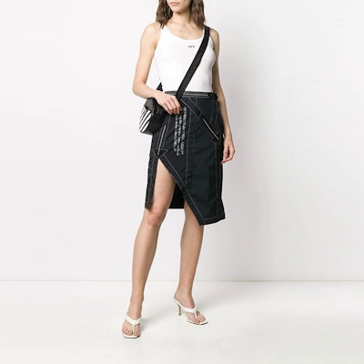 Off-White Asymmetric Nylon Skirt Black/White Order Off-White Asymmetric Nylon Skirt Black/White