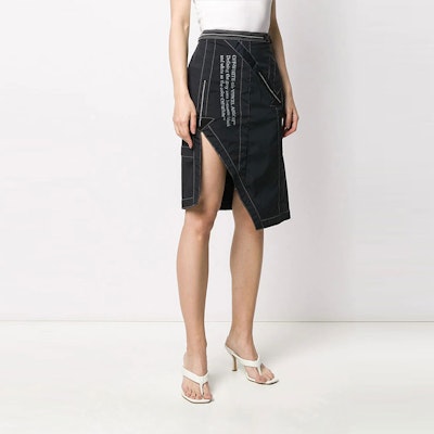 Off-White Asymmetric Nylon Skirt Black/White Lookbook Off-White Asymmetric Nylon Skirt Black/White