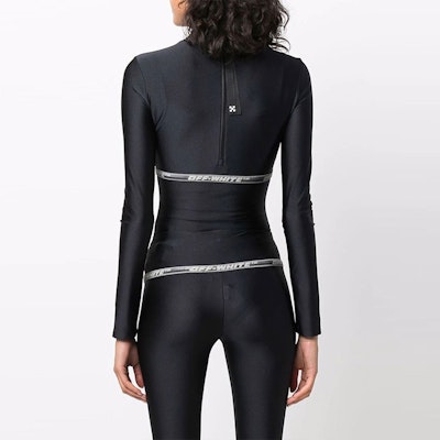 Off-White Athletic Logo Piping Shiny Body 'Black' Lookbook Off-White Athletic Logo Piping Shiny Body 'Black'