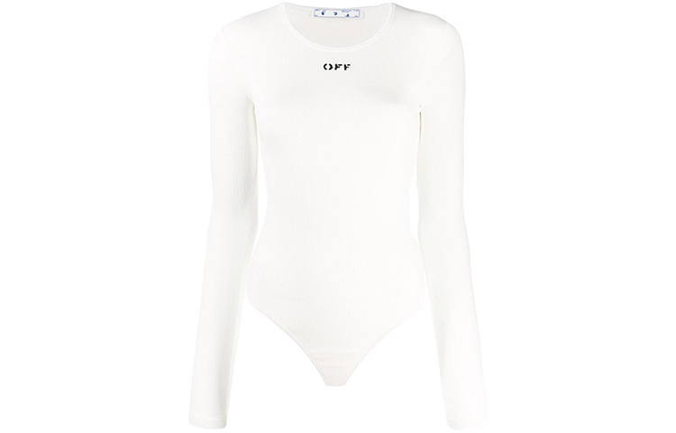 Off-White Basic Ribbed Long-Sleeve Body Suit 'White/Black'