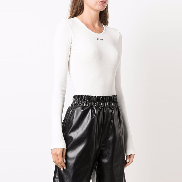 Lookbook Off-White Bodi Lengan Panjang Rib 'Putih/Hitam' OWDD029F21JER0010110