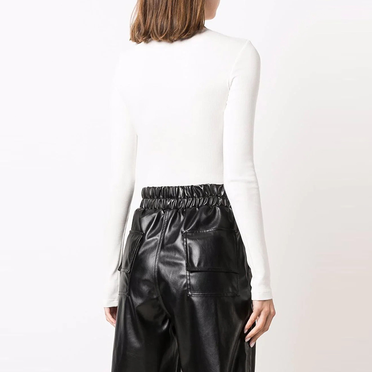 Shop Off-White Bodi Lengan Panjang Rib 'Putih/Hitam' OWDD029F21JER0010110