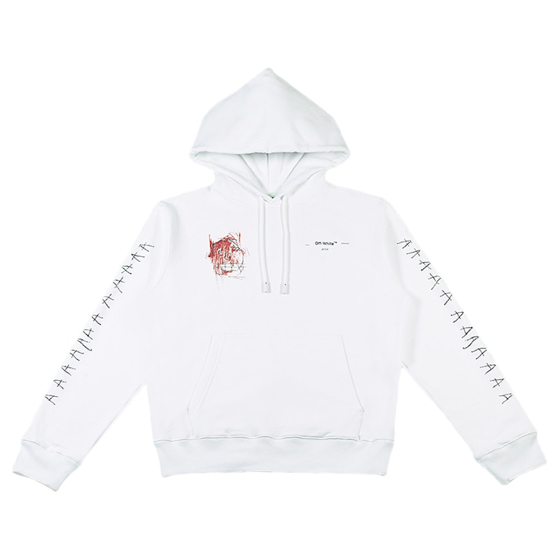 Buy 白色/黑色/紅色Off-White巴斯基亞圖案連帽衫