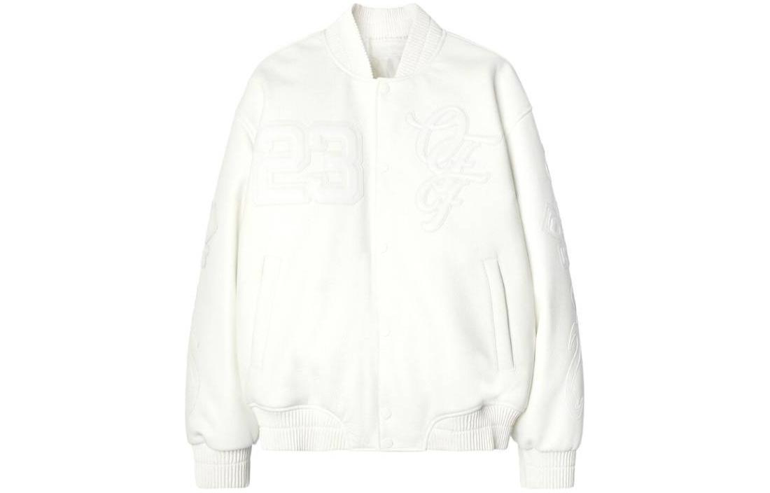Off-White Beige Bomber Jacket with Snap Buttons and Relaxed Fit OMJA136S24LEA0017979