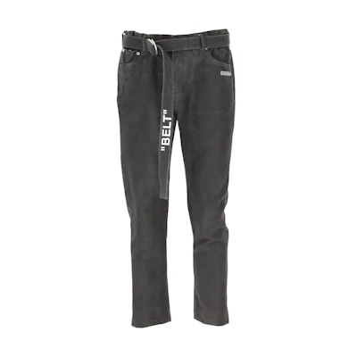 Off-White Belted Low Crotch Denim Jeans Grey/White