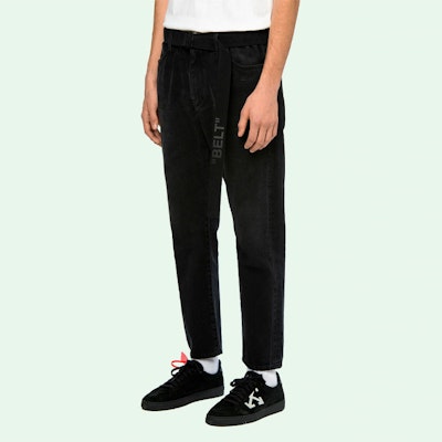 Off-White Belted Low Crotch Slim Fit Denim II Jeans Black Shop Off-White Belted Low Crotch Slim Fit Denim II Jeans Black
