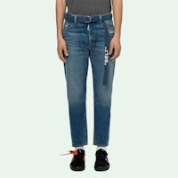 OFF-WHITE ベルト付きロークロッチスリムデニム (M.ブルー/ホワイト) OMYA005R20G660278701 Lookbook OFF-WHITE ベルト付きロークロッチスリムデニム (M.ブルー/ホワイト) OMYA005R20G660278701