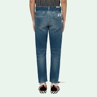 OFF-WHITE ベルト付きロークロッチスリムデニム (M.ブルー/ホワイト) OMYA005R20G660278701 Shop OFF-WHITE ベルト付きロークロッチスリムデニム (M.ブルー/ホワイト) OMYA005R20G660278701