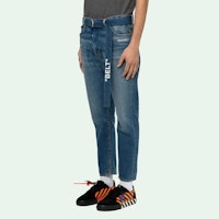 OFF-WHITE ベルト付きロークロッチスリムデニム (M.ブルー/ホワイト) OMYA005R20G660278701 Purchase OFF-WHITE ベルト付きロークロッチスリムデニム (M.ブルー/ホワイト) OMYA005R20G660278701