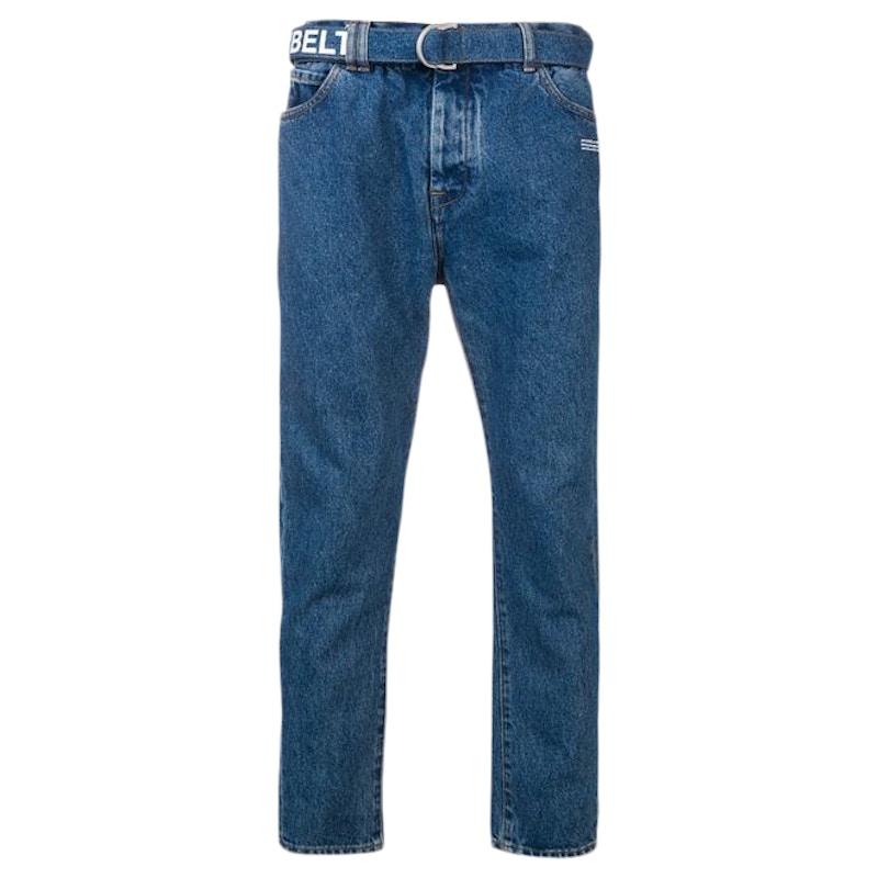 Off-White Belted Skinny Denim Jeans Blue