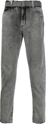 灰黑色 Off-White 腰帶低襠窄身牛仔褲 Buy 灰黑色 Off-White 腰帶低襠窄身牛仔褲