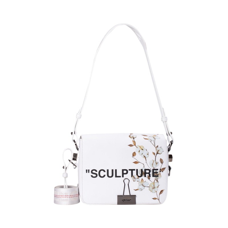 OFF-WHITE Binder Clip Bag Cotton Flower Sculpture White