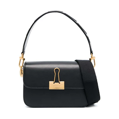 Off-White Binder Leather Shoulder Bag Black
