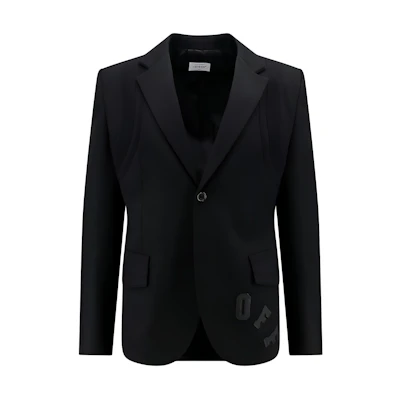 OFF-WHITE Black Long Sleeve Blazer with Solid Letter Embroidery Regular Fit OMEN094S24FAB0011010