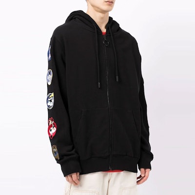 オフホワイト ブラック アローバッジ ジップフーディ ジャケット OMBB030G20FLE0011000 Purchase オフホワイト ブラック アローバッジ ジップフーディ ジャケット OMBB030G20FLE0011000