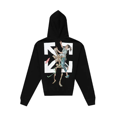 OFF-WHITE Black Arrow Print Cotton Hoodie OMBB037F20FLE0011010