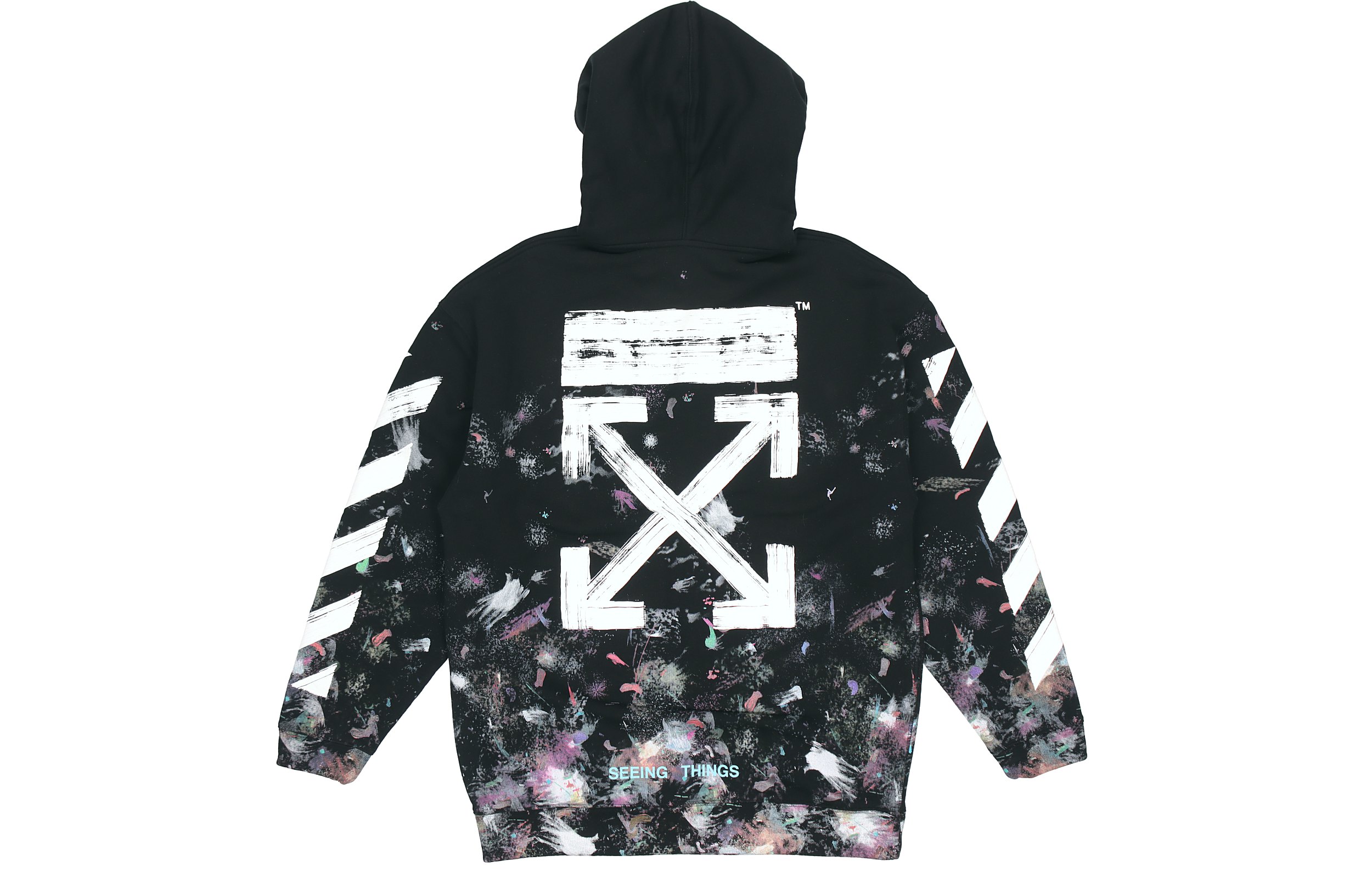 Lookbook OFF-WHITE Hoodie Hitam Classic Diagonal Striped Fleece Musim Dingin. OMBB009G20FLE0019901