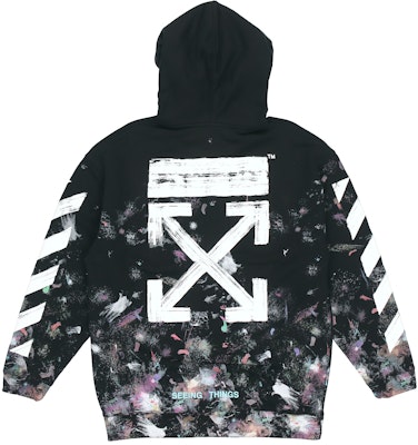 OFF-WHITE Hoodie Hitam Classic Diagonal Striped Fleece Musim Dingin. OMBB009G20FLE0019901 Lookbook OFF-WHITE Hoodie Hitam Classic Diagonal Striped Fleece Musim Dingin. OMBB009G20FLE0019901