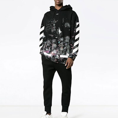 OFF-WHITE Hoodie Hitam Classic Diagonal Striped Fleece Musim Dingin. OMBB009G20FLE0019901 Shop OFF-WHITE Hoodie Hitam Classic Diagonal Striped Fleece Musim Dingin. OMBB009G20FLE0019901