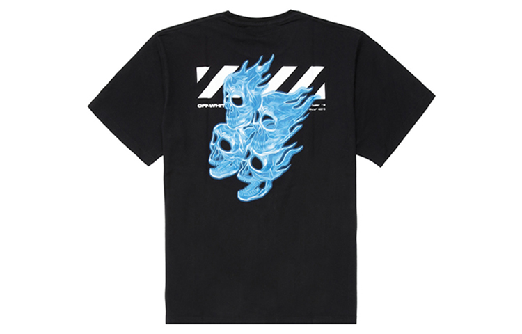OFF-WHITE Black Cotton Skull Graphic Loose Fit T-Shirt OMAA038S191850171088 圖 2