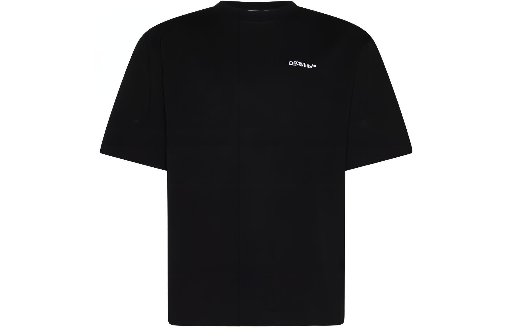 Buy OFF-WHITE Black Crewneck Logo Graphic Short Sleeve T-Shirt  Regular Fit OMAA120S24JER0011001