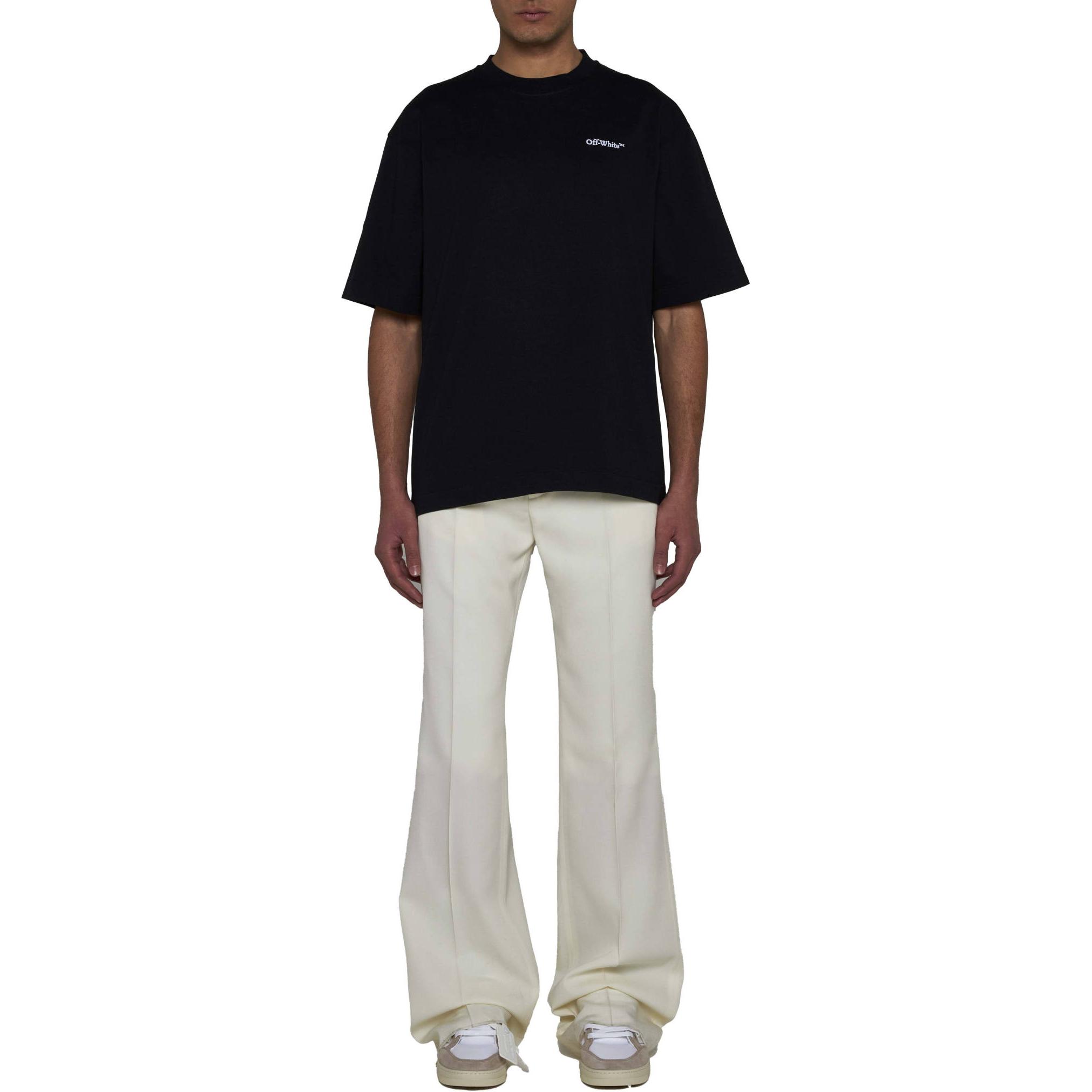 Lookbook OFF-WHITE Black Crewneck Logo Graphic Short Sleeve T-Shirt  Regular Fit OMAA120S24JER0011001