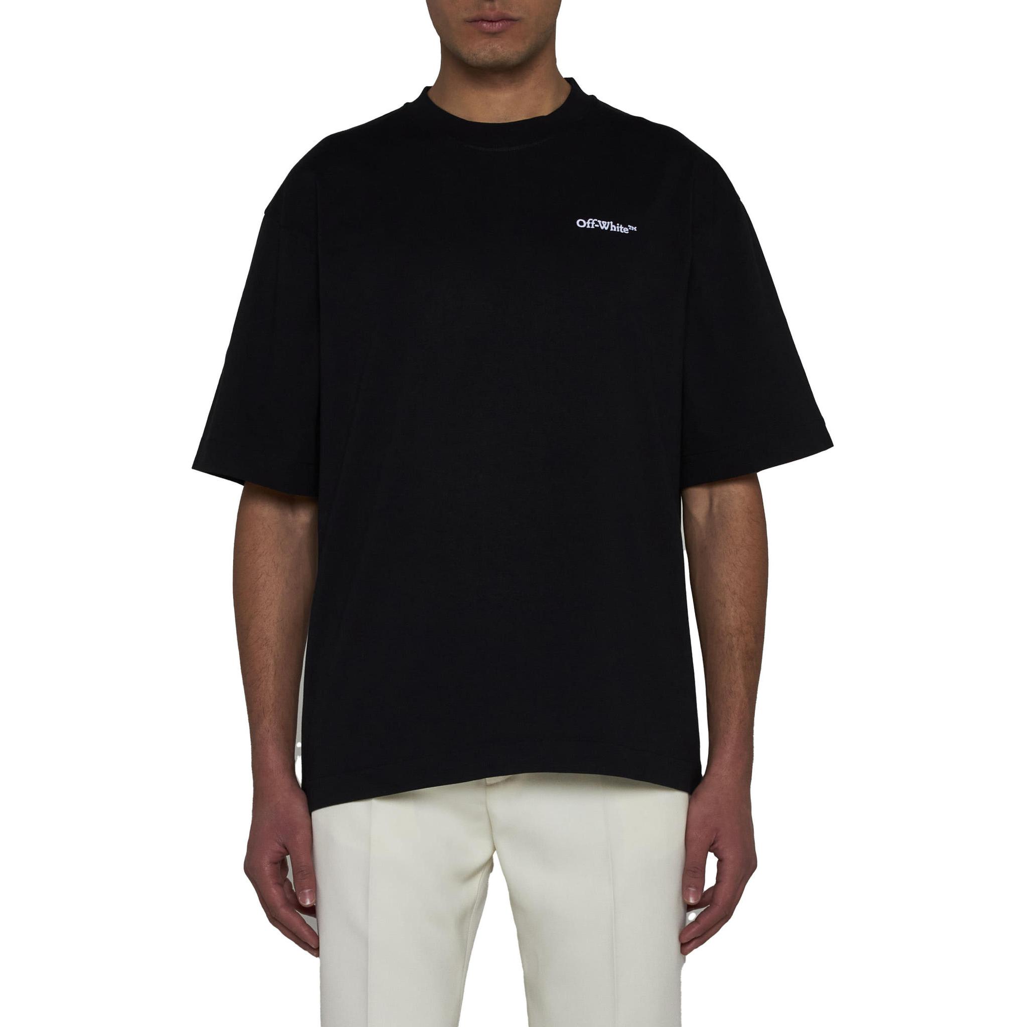 Shop OFF-WHITE Black Crewneck Logo Graphic Short Sleeve T-Shirt  Regular Fit OMAA120S24JER0011001
