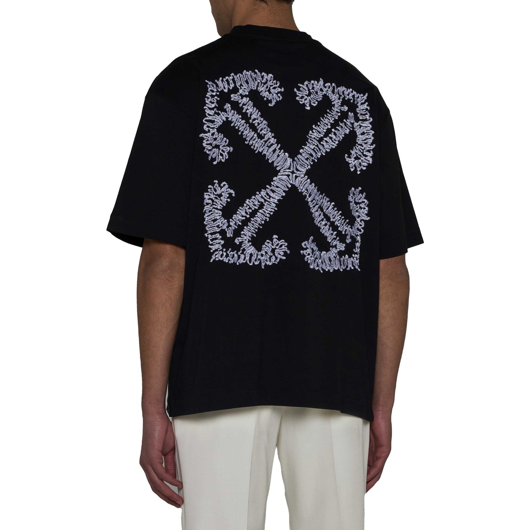 Purchase OFF-WHITE Black Crewneck Logo Graphic Short Sleeve T-Shirt  Regular Fit OMAA120S24JER0011001