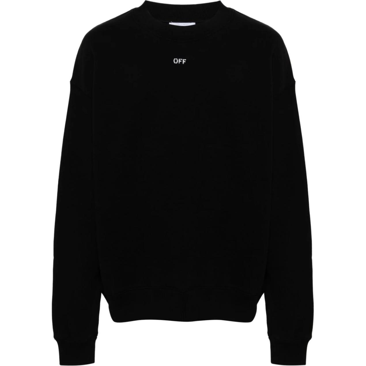 Off-White Black Crewneck Pullover Sweatshirt with Logo Print Standard Fit OMBA054C99FLE0061001