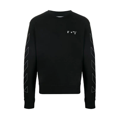 OFF-WHITE Black Diagonal Striped Logo Pullover Sweatshirt OMBA025F20FLE0011001