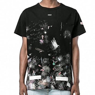 OFF-WHITE Kaos Hitam Fireworks Ink Splatter Unisex Couples Edition OMAA002F176200179901 Shop OFF-WHITE Kaos Hitam Fireworks Ink Splatter Unisex Couples Edition OMAA002F176200179901