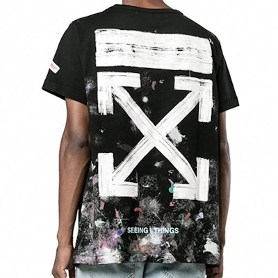 OFF-WHITE Kaos Hitam Fireworks Ink Splatter Unisex Couples Edition OMAA002F176200179901 Details for OFF-WHITE Kaos Hitam Fireworks Ink Splatter Unisex Couples Edition OMAA002F176200179901