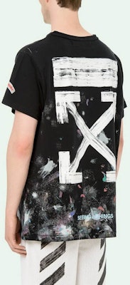 OFF-WHITE Kaos Hitam Fireworks Ink Splatter Unisex Couples Edition OMAA002F176200179901 Sizing OFF-WHITE Kaos Hitam Fireworks Ink Splatter Unisex Couples Edition OMAA002F176200179901