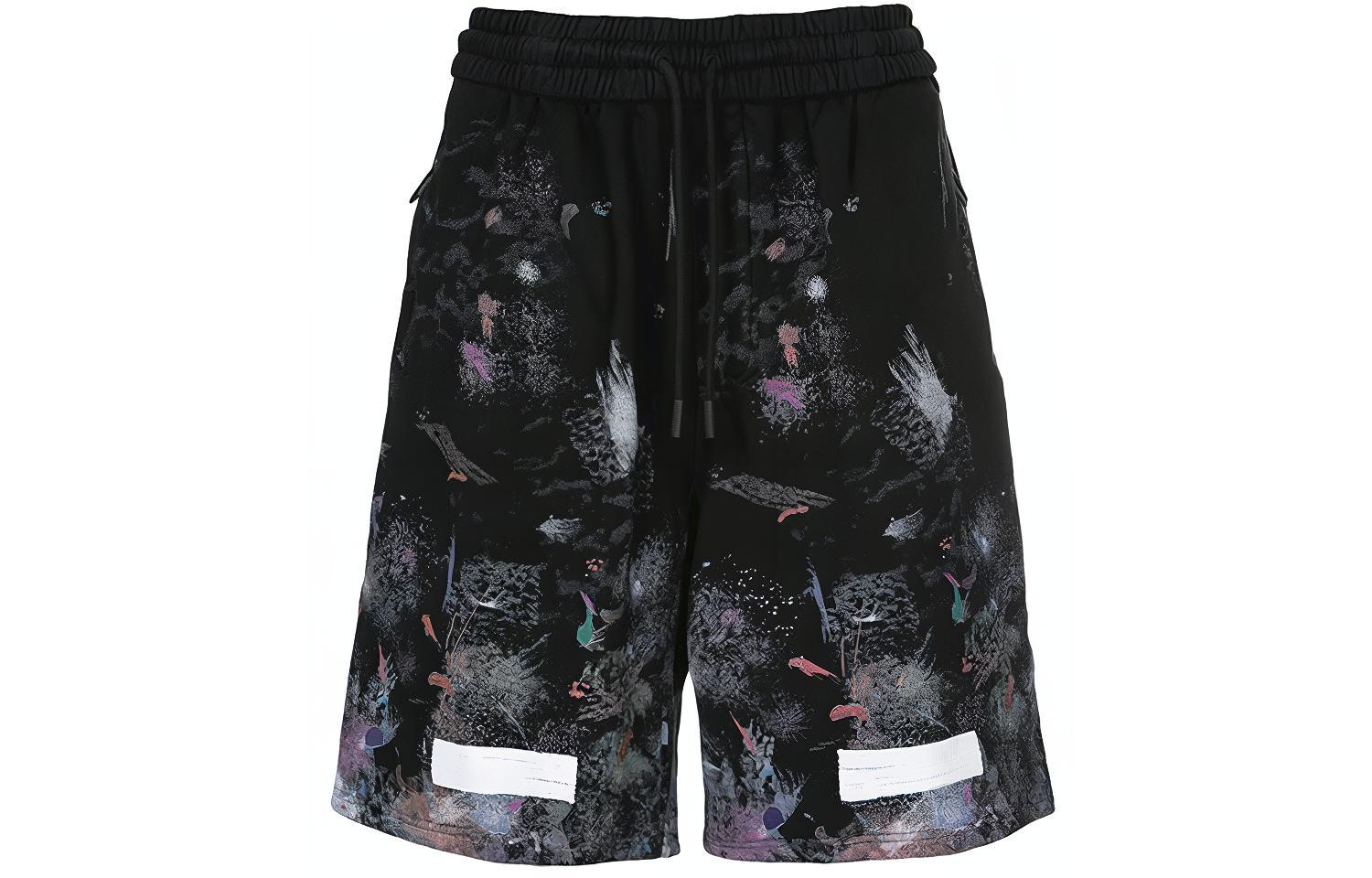 Order OFF-WHITE Black Graffiti Paint Splatter Print Shorts OMCB009F176190329901