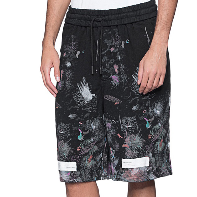 Lookbook OFF-WHITE Black Graffiti Paint Splatter Print Shorts OMCB009F176190329901