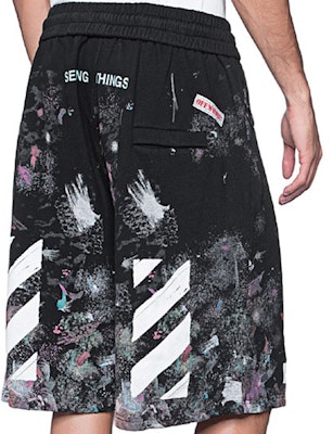 OFF-WHITE Black Graffiti Paint Splatter Print Shorts OMCB009F176190329901 Shop OFF-WHITE Black Graffiti Paint Splatter Print Shorts OMCB009F176190329901