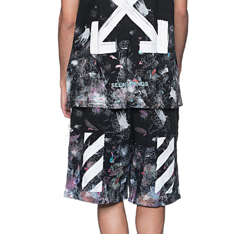 Purchase OFF-WHITE Black Graffiti Paint Splatter Print Shorts OMCB009F176190329901