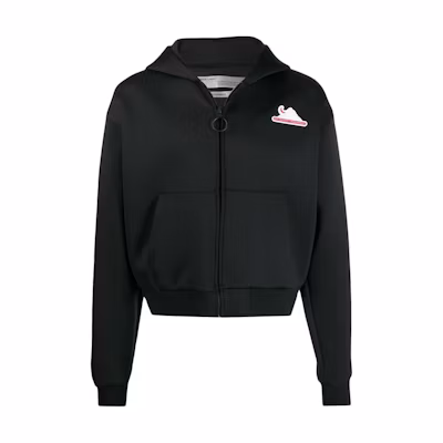 Off-White Black Hooded Scuba Zip Up Hoodie Black/Black